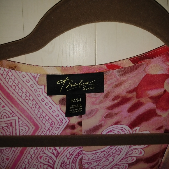 Thalia Sodi multi color pink medium zip up blouse - Picture 2 of 7